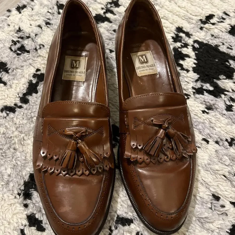 BRUNO MAGLI MENS TASSEL LOAFERS “VENTURA” MADE IN ITALY SIZE 10.5M GOOD COND!